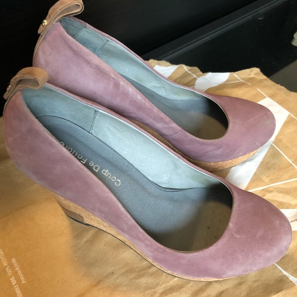 Coup De Foudre purple suede wedges - Picture 2 of 4